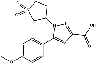 1-(1,1-dioxidotetrahydrothiophen-3-yl)-5-(4-methoxyphenyl)-1H-pyrazole-3-carboxylic acid 구조식 이미지