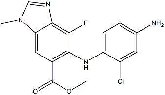 methyl 5-((4-amino-2-chlorophenyl)amino)-4-fluoro-1-methyl-1H-benzo[d]imidazole-6-carboxylate Structure