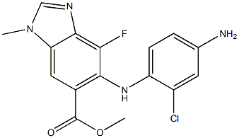 methyl 5-((4-amino-2-chlorophenyl)amino)-4-fluoro-1-methyl-1H-benzo[d]imidazole-6-carboxylate 구조식 이미지