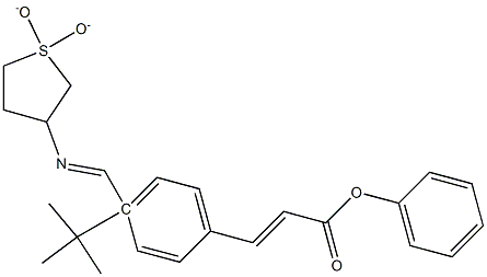 (E)-4-((E)-((1,1-dioxidotetrahydrothiophen-3-yl)imino)methyl)phenyl 3-(4-(tert-butyl)phenyl)acrylate 구조식 이미지