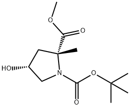 1-(TERT-BUTYL) 2-METHYL (2R,4R)-4-HYDROXY-2-METHYLPYRROLIDINE-1,2-DICARBOXYLATE Structure