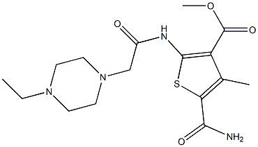 methyl 5-carbamoyl-2-(2-(4-ethylpiperazin-1-yl)acetamido)-4-methylthiophene-3-carboxylate 구조식 이미지