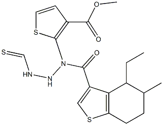 methyl 4-ethyl-5-methyl-2-(2-(4,5,6,7-tetrahydrobenzo[b]thiophene-3-carbonyl)hydrazinecarbothioamido)thiophene-3-carboxylate Structure