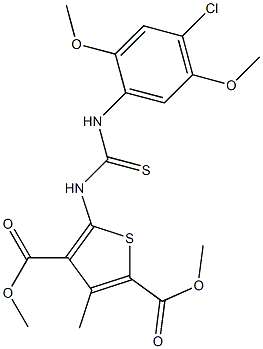 dimethyl 5-(3-(4-chloro-2,5-dimethoxyphenyl)thioureido)-3-methylthiophene-2,4-dicarboxylate Structure