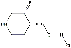 ((3R,4S)-3-fluoropiperidin-4-yl)methanol hydrochloride Structure