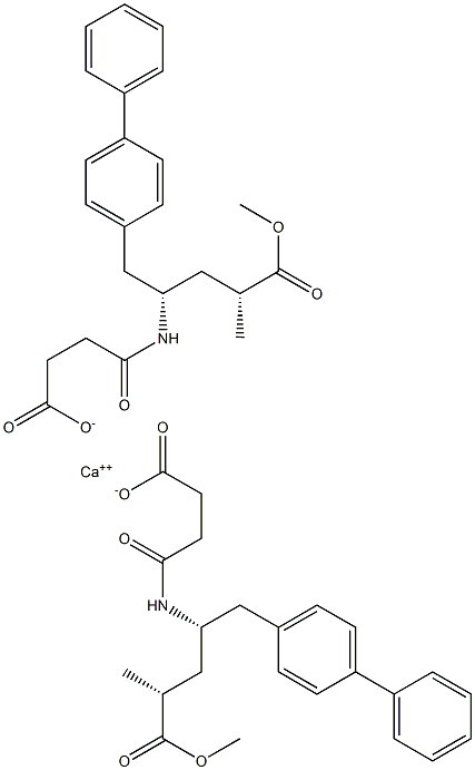 Calcium bis[4-{[(1S,3R)-1-([1,1'-biphenyl]-4-ylmethyl)-4-methoxy-3-methyl-4-oxobutyl]amino}-4-oxobutanoate] 구조식 이미지