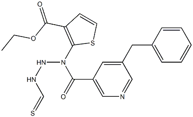 ethyl 5-benzyl-2-(2-nicotinoylhydrazinecarbothioamido)thiophene-3-carboxylate 구조식 이미지