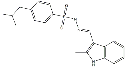 (E)-4-isobutyl-N'-((2-methyl-1H-indol-3-yl)methylene)benzenesulfonohydrazide 구조식 이미지