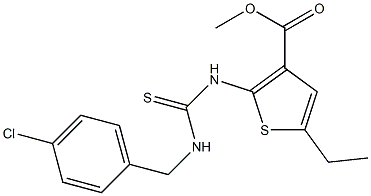 methyl 2-(3-(4-chlorobenzyl)thioureido)-5-ethylthiophene-3-carboxylate 구조식 이미지