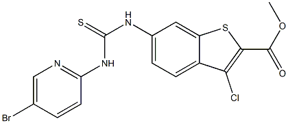 methyl 6-(3-(5-bromopyridin-2-yl)thioureido)-3-chlorobenzo[b]thiophene-2-carboxylate Structure