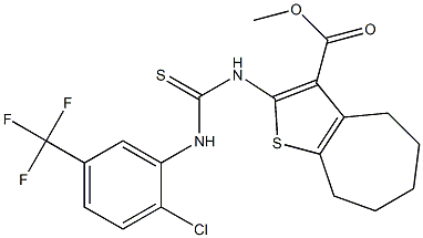 methyl 2-(3-(2-chloro-5-(trifluoromethyl)phenyl)thioureido)-5,6,7,8-tetrahydro-4H-cyclohepta[b]thiophene-3-carboxylate 구조식 이미지