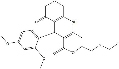 2-(ethylthio)ethyl 4-(2,4-dimethoxyphenyl)-2-methyl-5-oxo-1,4,5,6,7,8-hexahydroquinoline-3-carboxylate 구조식 이미지