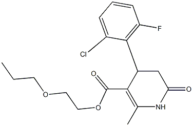 2-propoxyethyl 4-(2-chloro-6-fluorophenyl)-2-methyl-6-oxo-1,4,5,6-tetrahydropyridine-3-carboxylate 구조식 이미지