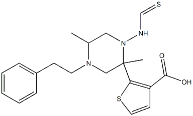 methyl 5-methyl-2-(4-phenethylpiperazine-1-carbothioamido)thiophene-3-carboxylate 구조식 이미지