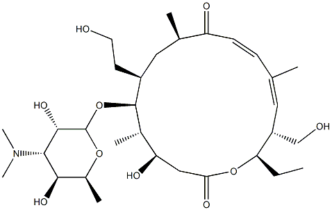 (4R,5S,6S,7R,9R,11E,13E,15R,16R)-6-(((3S,4S,5S,6S)-4-(dimethylamino)-3,5-dihydroxy-6-methyltetrahydro-2H-pyran-2-yl)oxy)-16-ethyl-4-hydroxy-7-(2-hydroxyethyl)-15-(hydroxymethyl)-5,9,13-trimethyloxacyclohexadeca-11,13-diene-2,10-dione 구조식 이미지