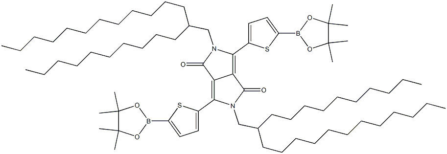 2,5-Bis-(2-decyl-tetradecyl)-3,6-bis-[5-(4,4,5,5-tetramethyl-[1,3,2]dioxaborolan-2-yl)-thiophen-2-yl]-2,5-dihydro-pyrrolo[3,4-c]pyrrole-1,4-dione 구조식 이미지