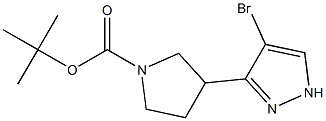 3-(4-Bromo-1H-pyrazol-3-yl)-pyrrolidine-1-carboxylic acid tert-butyl ester 구조식 이미지