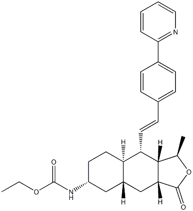 ethyl ((1R,3aR,4aR,6R,8aR,9S,9aS)-1-methyl-3-oxo-9-((E)-4-(pyridin-2-yl)styryl)dodecahydronaphtho[2,3-c]furan-6-yl)carbamate Structure