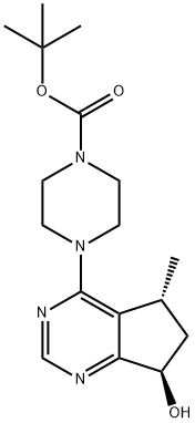 1-Piperazinecarboxylic acid, 4-[(5R,7R)-6,7-dihydro-7-hydroxy-5-methyl-5H-cyclopentapyrimidin-4-yl]-, 1,1-dimethylethyl ester Structure