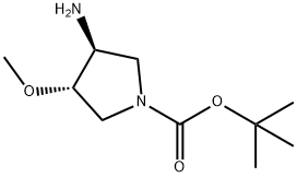 (3S,4S)-3-Amino-4-methoxy-pyrrolidine-1-carboxylic acid tert-butyl ester 구조식 이미지