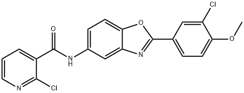 2-chloro-N-[2-(3-chloro-4-methoxyphenyl)-1,3-benzoxazol-5-yl]pyridine-3-carboxamide 구조식 이미지