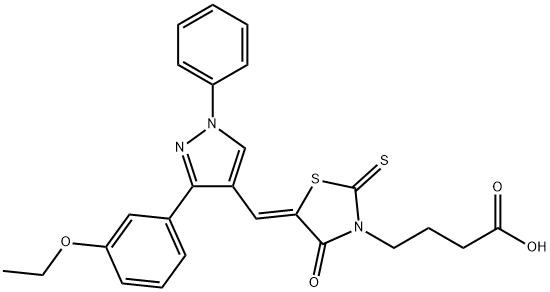 4-[(5Z)-5-{[3-(3-ethoxyphenyl)-1-phenyl-1H-pyrazol-4-yl]methylidene}-4-oxo-2-thioxo-1,3-thiazolidin-3-yl]butanoic acid Structure