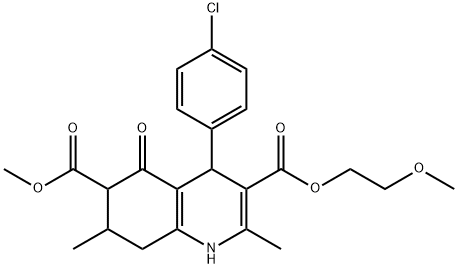 3-(2-methoxyethyl) 6-methyl 4-(4-chlorophenyl)-2,7-dimethyl-5-oxo-1,4,5,6,7,8-hexahydroquinoline-3,6-dicarboxylate 구조식 이미지