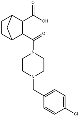 3-(4-(4-chlorobenzyl)piperazine-1-carbonyl)bicyclo[2.2.1]heptane-2-carboxylic acid 구조식 이미지