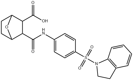 3-((4-(indolin-1-ylsulfonyl)phenyl)carbamoyl)-7-oxabicyclo[2.2.1]heptane-2-carboxylic acid Structure