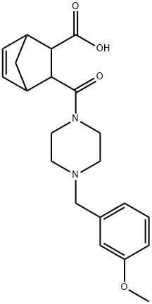 3-(4-(3-methoxybenzyl)piperazine-1-carbonyl)bicyclo[2.2.1]hept-5-ene-2-carboxylic acid Structure