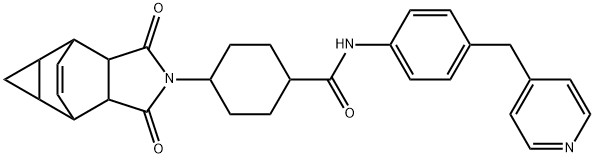 4-(1,3-dioxooctahydro-4,6-ethenocyclopropa[f]isoindol-2(1H)-yl)-N-[4-(pyridin-4-ylmethyl)phenyl]cyclohexanecarboxamide 구조식 이미지