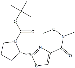 (S)-2-[4-(methoxy-methyl-carbamoyl)-thiazol-2-yl]-pyrrolidine-1-carboxylic acid tert-butyl ester 구조식 이미지