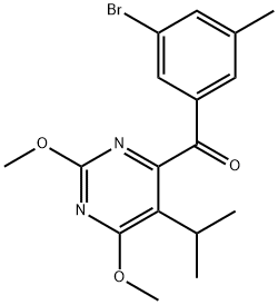 (3-bromo-5-methylphenyl)(5-isopropyl-2,6-dimethoxypyrimidin-4-yl)methanone 구조식 이미지