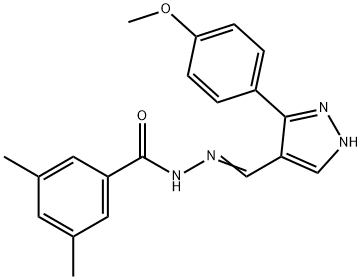 (Z)-N'-((3-(4-methoxyphenyl)-1H-pyrazol-4-yl)methylene)-3,5-dimethylbenzohydrazide 구조식 이미지