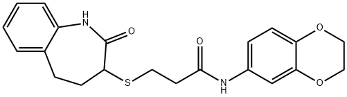 N-(2,3-dihydro-1,4-benzodioxin-6-yl)-3-[(2-hydroxy-4,5-dihydro-3H-1-benzazepin-3-yl)sulfanyl]propanamide 구조식 이미지