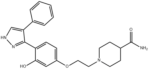 1-(2-(3-hydroxy-4-(4-phenyl-1H-pyrazol-3-yl)phenoxy)ethyl)piperidine-4-carboxamide Structure