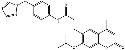 3-[4-methyl-2-oxo-7-(propan-2-yloxy)-2H-chromen-6-yl]-N-[4-(1H-1,2,4-triazol-1-ylmethyl)phenyl]propanamide 구조식 이미지