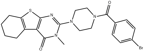 2-{4-[(4-bromophenyl)carbonyl]piperazin-1-yl}-3-methyl-5,6,7,8-tetrahydro[1]benzothieno[2,3-d]pyrimidin-4(3H)-one 구조식 이미지