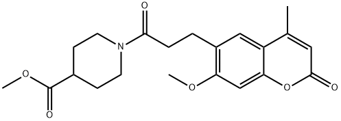 methyl 1-[3-(7-methoxy-4-methyl-2-oxo-2H-chromen-6-yl)propanoyl]piperidine-4-carboxylate 구조식 이미지