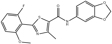 N-(1,3-benzodioxol-5-yl)-2-(2-fluoro-6-methoxyphenyl)-4-methyl-1,3-thiazole-5-carboxamide Structure