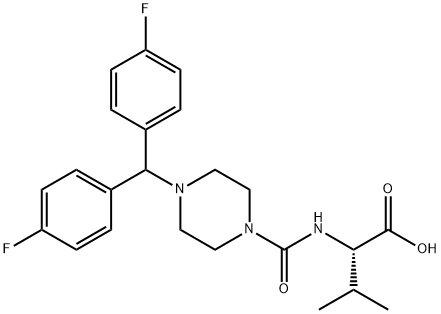 (2S)-2-[[4-[bis(4-fluorophenyl)methyl]piperazine-1-carbonyl]amino]-3-methyl-butanoic acid Structure