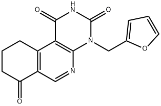 4-(furan-2-ylmethyl)-1-hydroxy-9,10-dihydropyrimido[4,5-c]isoquinoline-3,7(4H,8H)-dione 구조식 이미지