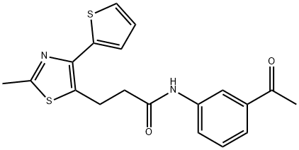 N-(3-acetylphenyl)-3-[2-methyl-4-(thiophen-2-yl)-1,3-thiazol-5-yl]propanamide 구조식 이미지