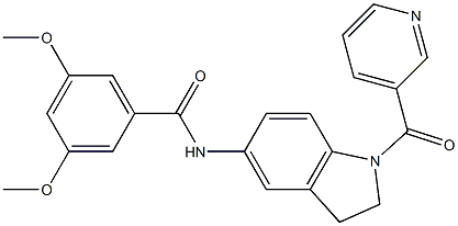 3,5-dimethoxy-N-[1-(3-pyridinylcarbonyl)-2,3-dihydro-1H-indol-5-yl]benzamide 구조식 이미지