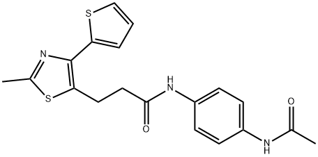 N-[4-(acetylamino)phenyl]-3-[2-methyl-4-(thiophen-2-yl)-1,3-thiazol-5-yl]propanamide 구조식 이미지