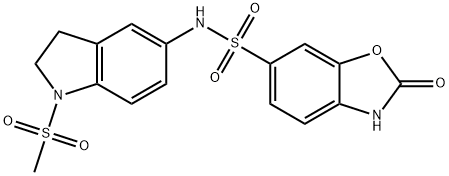 N-[1-(methylsulfonyl)-2,3-dihydro-1H-indol-5-yl]-2-oxo-2,3-dihydro-1,3-benzoxazole-6-sulfonamide 구조식 이미지