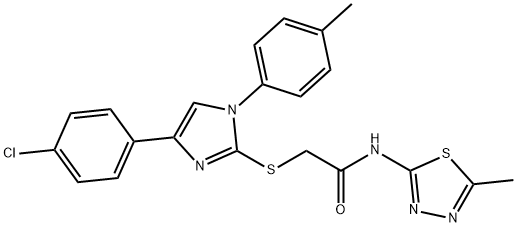 2-{[4-(4-chlorophenyl)-1-(4-methylphenyl)-1H-imidazol-2-yl]sulfanyl}-N-(5-methyl-1,3,4-thiadiazol-2-yl)acetamide 구조식 이미지