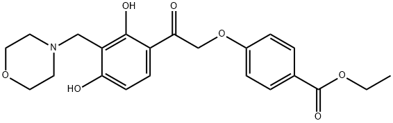 ethyl 4-{2-[2,4-dihydroxy-3-(morpholin-4-ylmethyl)phenyl]-2-oxoethoxy}benzoate 구조식 이미지