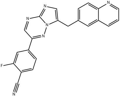 2-fluoro-4-(7-(quinolin-6-ylmethyl)imidazo[1,2-b][1,2,4]triazin-2-yl)benzonitrile Structure