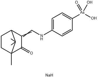 sodium (E)-hydrogen(4-(((4,7,7-trimethyl-3-oxobicyclo[2.2.1]heptan-2-ylidene)methyl)amino)phenyl)arsonate Structure